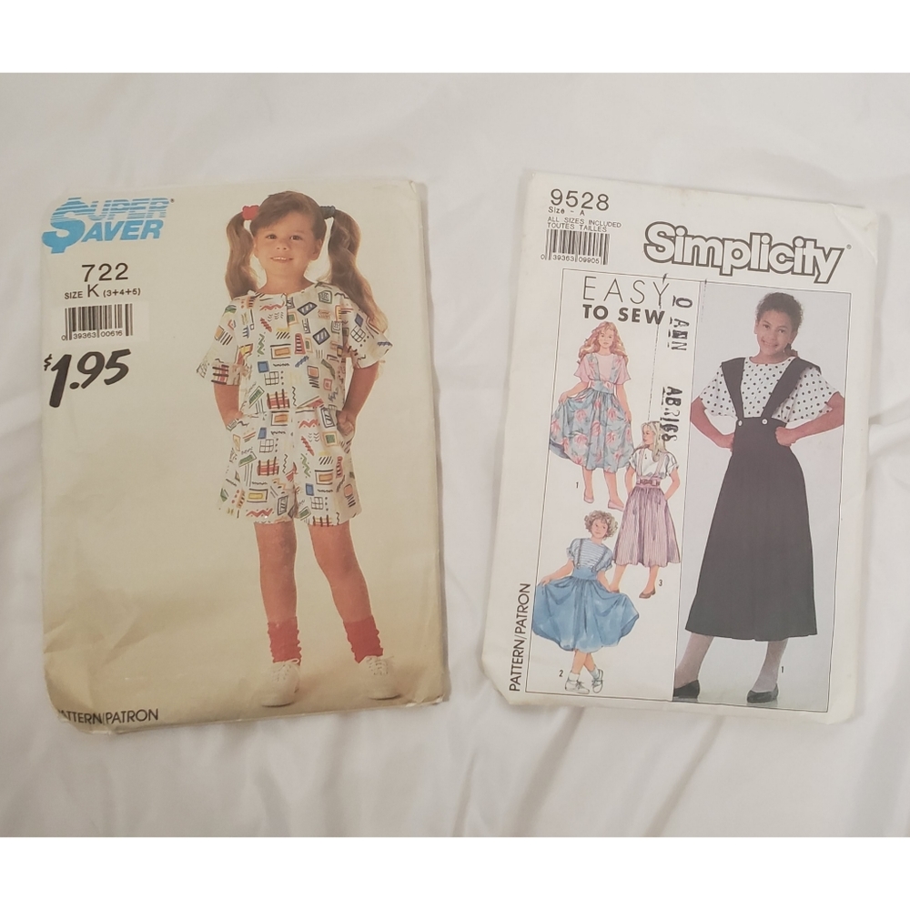 Vintage 80s Kids Pinafore Dress and Set Pattern